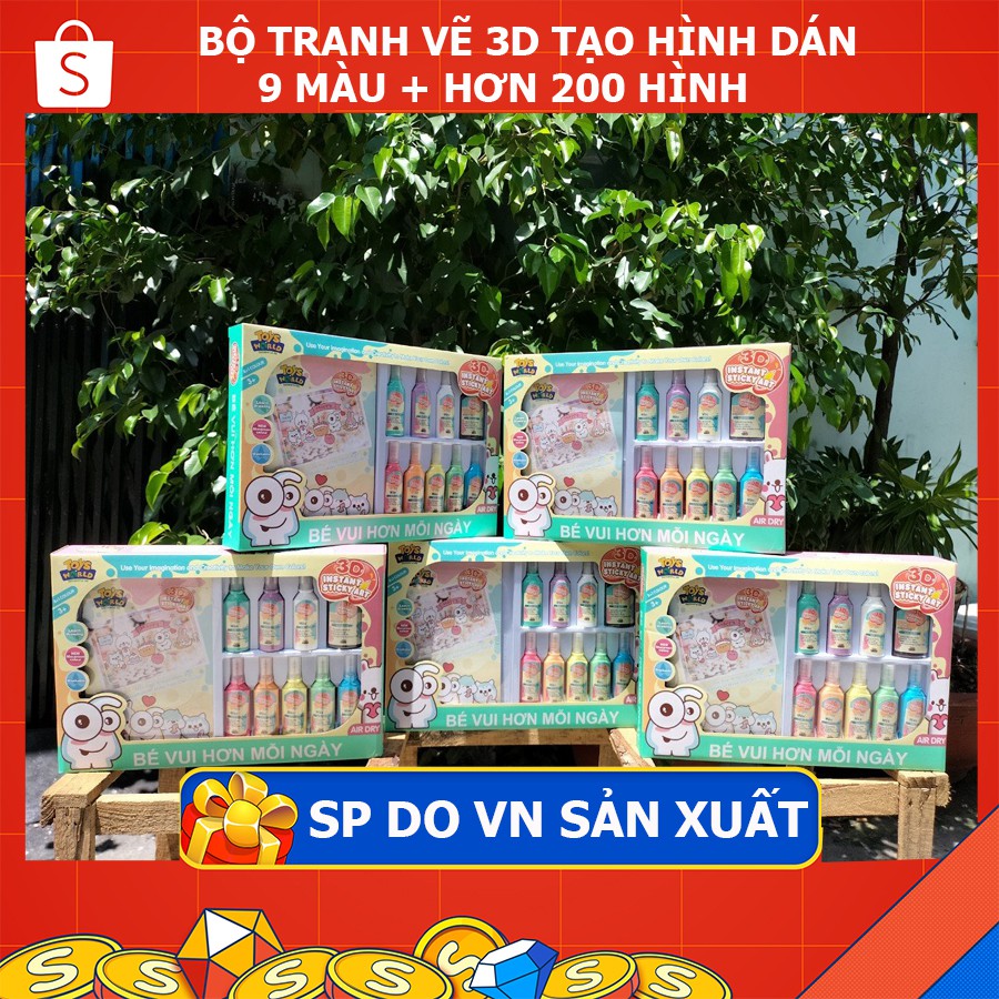 ĐỒ CHƠI TRANH VẼ CHO BÉ 09 MÀU 200 HÌNH TẠO THÀNH HÌNH DÁN THỰC TẾ DÁN BẤT KÝ NƠI ĐÂU