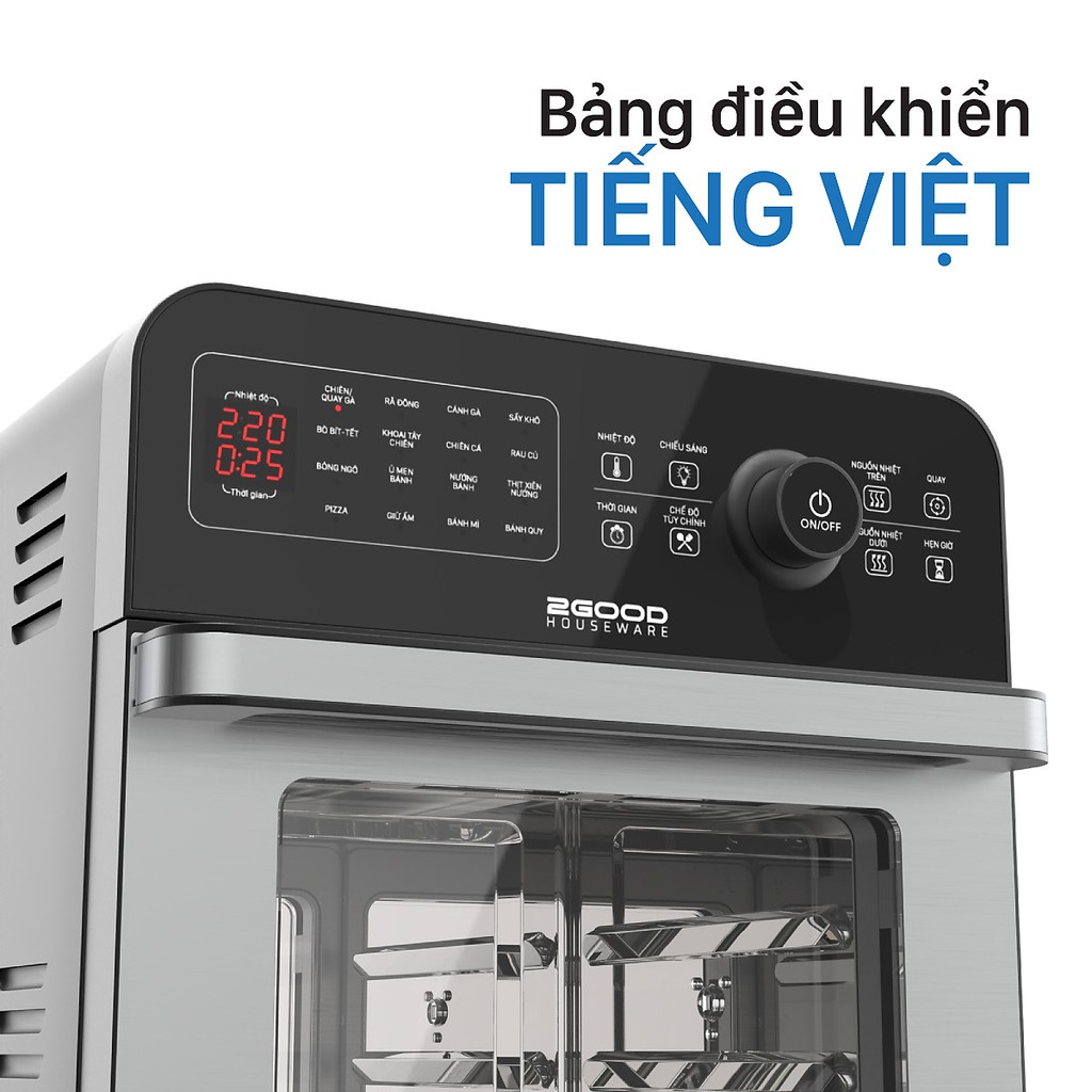 Nồi chiên không dầu 2GOOD Vortex S19/ S20 cho gia đình 4-6 người chất liệu inox 304 chống gỉ đa chức năng - ZOZI