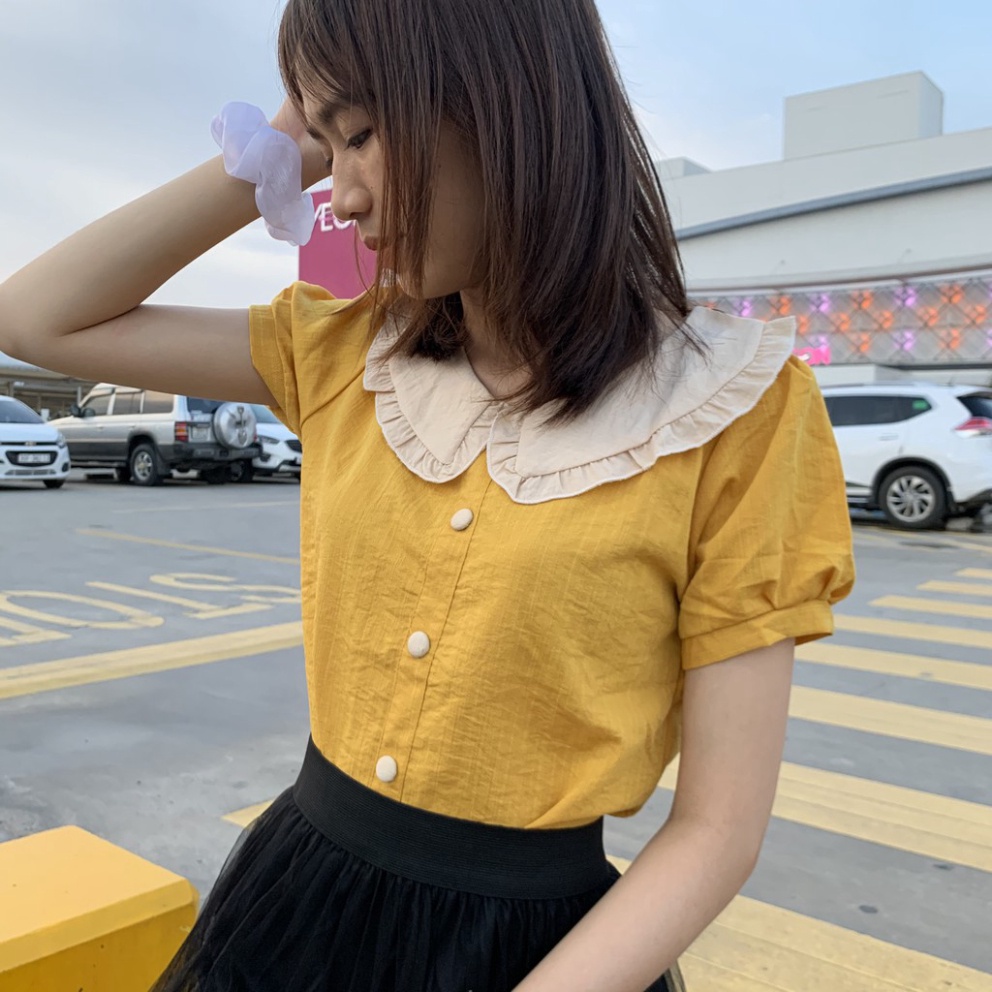 ÁO KIỂU NỮ ĐẸP CỔ BÈO êm ả dịu dàng xa hoa 2020 A194 hàng đẹp trendy - nội y xanh