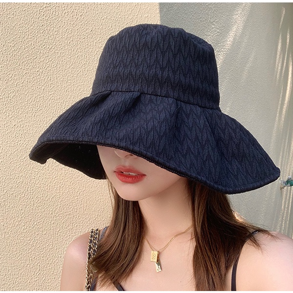 Mũ Rộng Vành Chống Tia Uv Màu Đen Thời Trang Mùa Hè Có Thể Gấp Gọn Cho Nữ