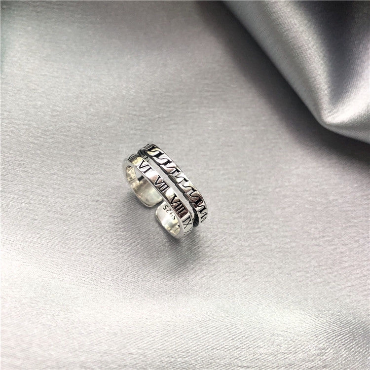 Nhẫn Khắc Số La Mã Đơn Giản Phong Cách Retro Thời Trang