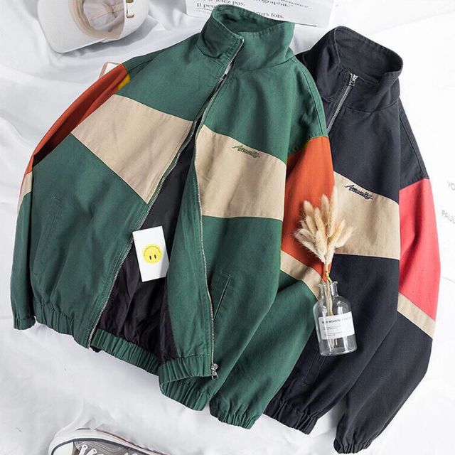 Áo khoác kaki form rộng thêu chữ, kèm hình thật mẫu mặc