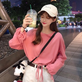 Croptop Trơn Tay Dài Rút Dây