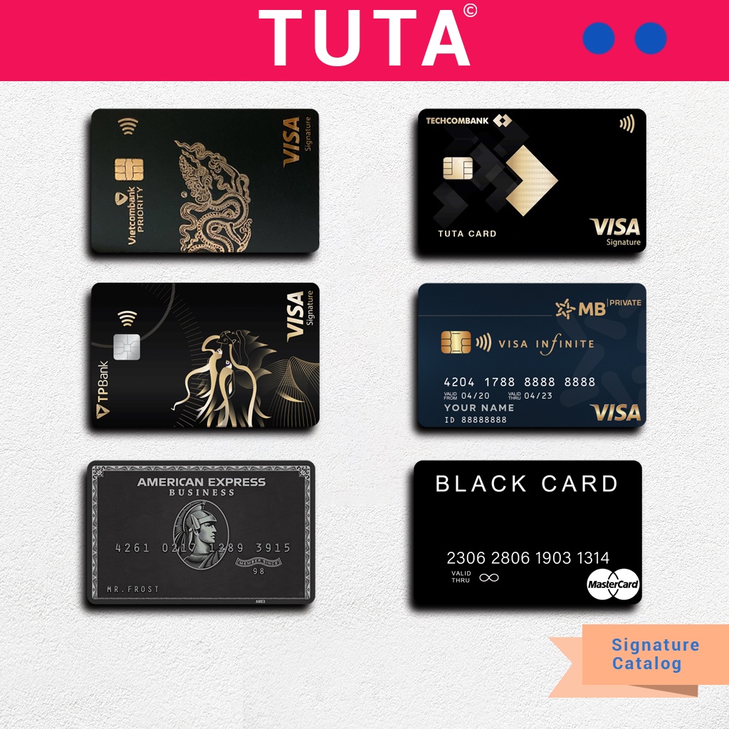MIẾNG DÁN SKIN/ STICKER thẻ đen ATM,ngân hàng, chung cư, thẻ xe (Signature, Priority) | TUTA CARDS