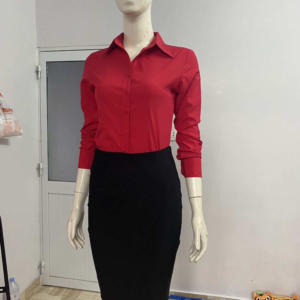 Sơ mi nữ tay dài công sở hàng cao cấp màu đỏ tươi