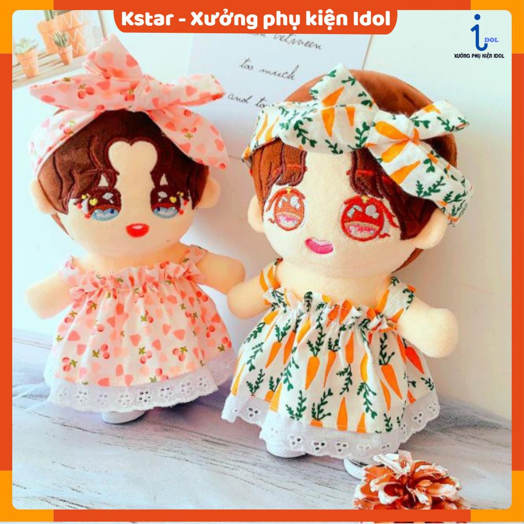 Set váy ngủ kèm băng đô cho doll 20-22cm