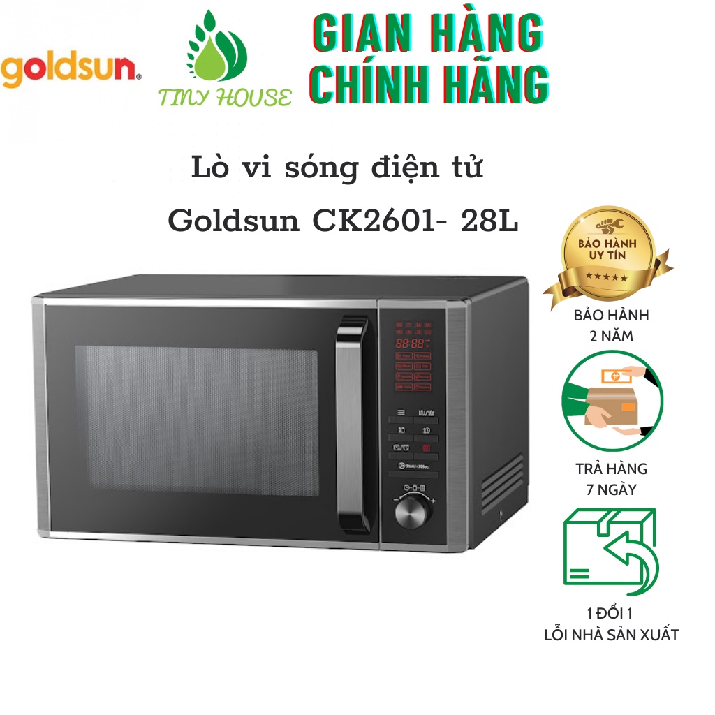 Lò vi sóng điện tử Goldsun CK2601- 28L màu đen màn hình Led, bảo hành 12 tháng