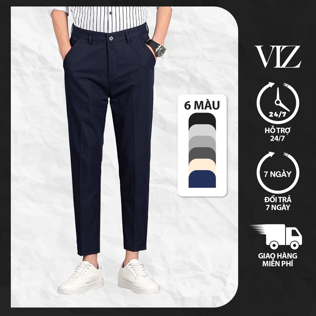 Quần Âu Nam Xanh Than Cao Cấp VIZ Official, Quần Tây Nam Công Sở Chất Vải Co Giãn 4 Chiều Dáng Chống Nhăn, Chống Xù
