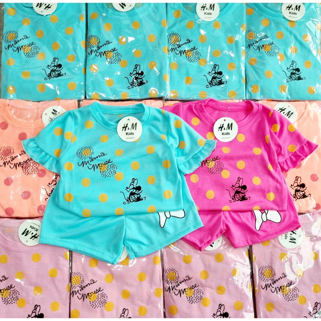 [XẢ HÀNG] Bộ Quần Áo Cộc Tay Bé Gái Chấm Bi H&amp;M