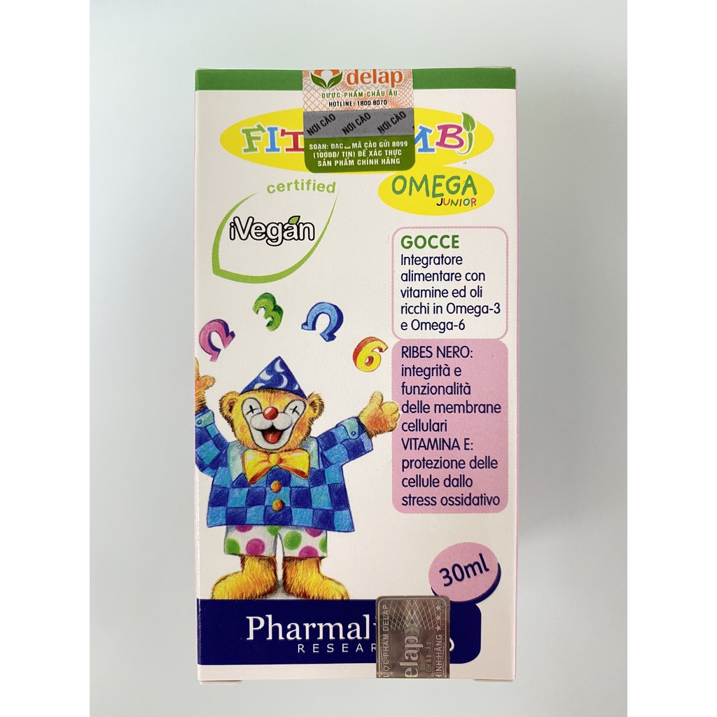 Fitobimbi Omega Junior.Phát Triển Trí Não Cho Bé,Tốt Cho Mắt. Chính Hãng Lọ 30ml