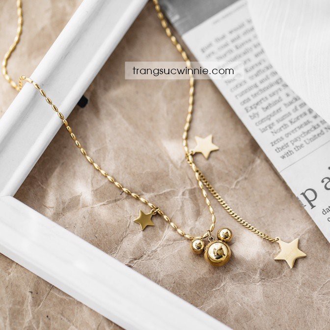 Dây chuyền nữ titan mickey star