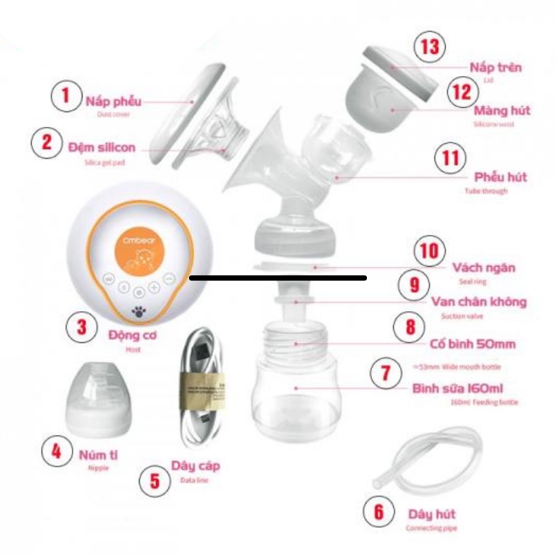 Màng Silicon Máy Hút Sữa Điện CMbear, Rozabi Chặn Sữa Cho Máy Hút Sữa, Phụ Kiện Rời, Có Thể Thay Thế