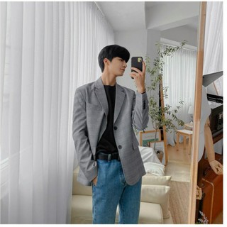 áo vest nam vải caro Hàn Quốc