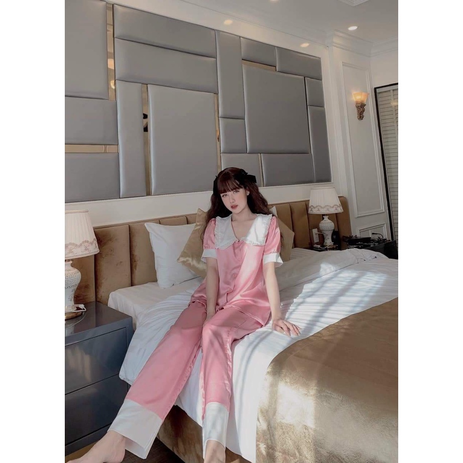 Bộ Đồ Pijama – Bộ Lụa latin tay cộc, quần dài [Hàng Đẹp, Lụa Mát Mịn] Không Nhăn, Không Bai Giãn, Không Phai Màu | BigBuy360 - bigbuy360.vn