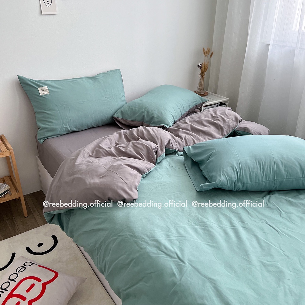Bộ chăn ga gối Cotton TC REE Bedding Mint mix ghi đủ size giường nệm CTC147
