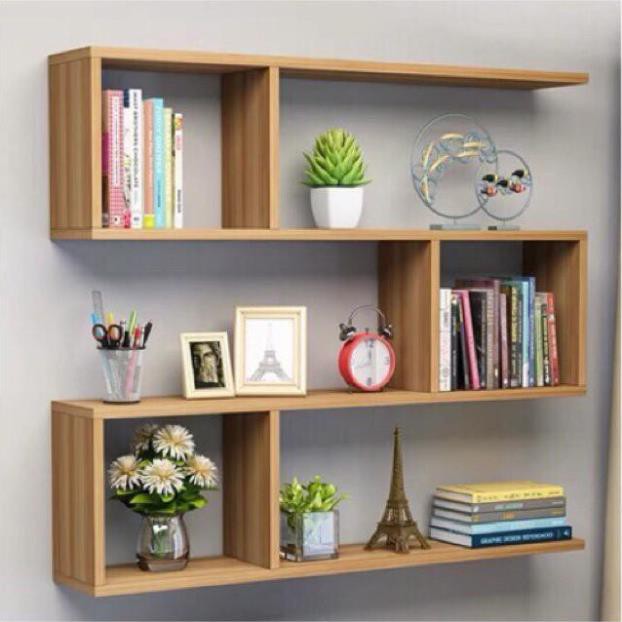 Kệ sách, kệ trang trí treo tường gỗ 3 ngăn dài 80cm x sâu 14cm (KS12)