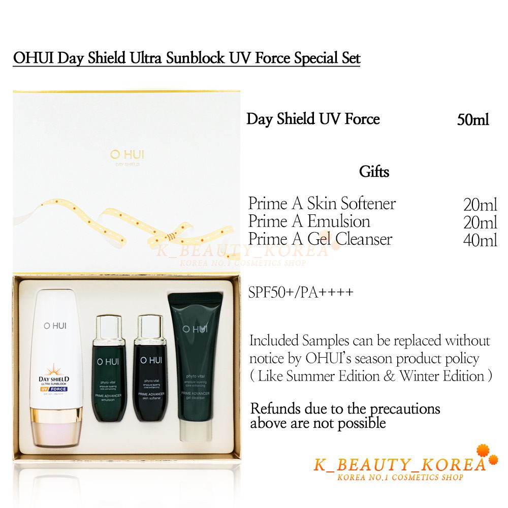 [OHUI] Day Shield Ultra Sunblock UV Force Special Set/ kem chống nắng