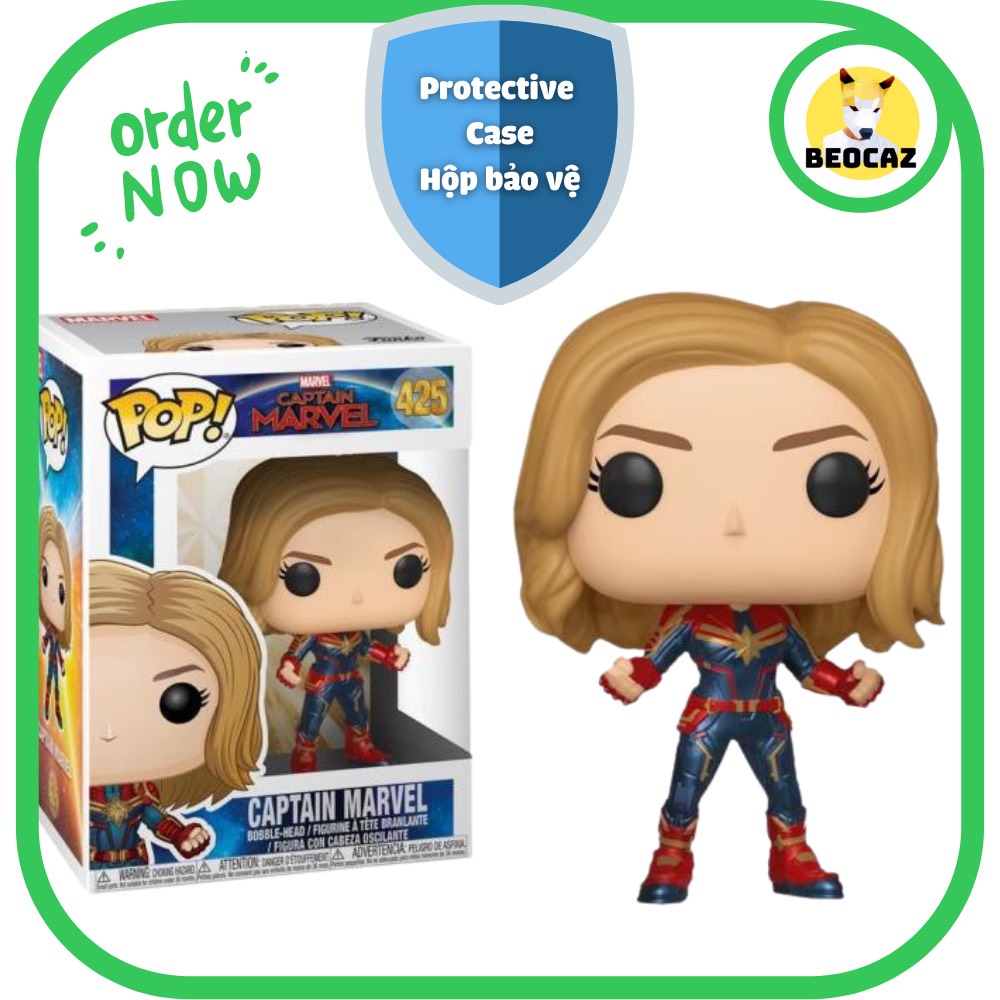 [Ship Hỏa Tốc] [Tặng Hộp Bảo Vệ] [Chính hãng] Mô hình Funko Pop Captain Marvel nữ siêu anh hùng Avengers No.425