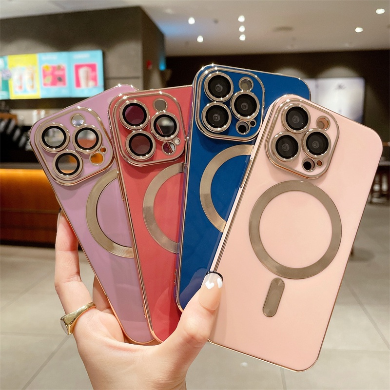 Ốp Điện Thoại Silicon Mềm Nam Châm Mạ Điện Cho iPhone 12 13 11 Pro Max ip13 IP11
