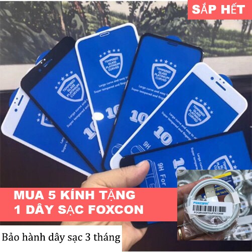 Cực Hot Bán Lẻ rẻ như Sỉ - Siêu Kính Cường Lực 10D Full Màn Bo Viền Vát Cạnh Cho Iphone 6/6 Plus/7/7Plus/8/8 Plus/X