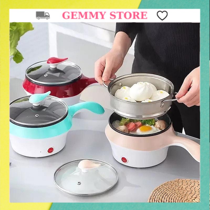 Nồi Lẩu Điện 2 Tầng Đa Năng Có Tay Cầm, Ca Nấu Mì Tặng Kèm Vỉ Hấp, Chiên, Hấp, Lẩu, Tiện Dụng