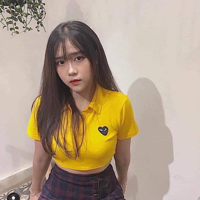 Áo crop cổ bẻ ( kèm ảnh thật )