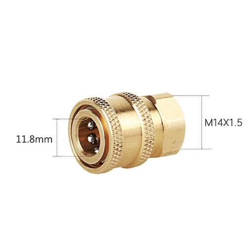 Khớp nối nhanh máy rửa xe, Đầu nối nhanh ren 14mm (Ren bi 1/4)