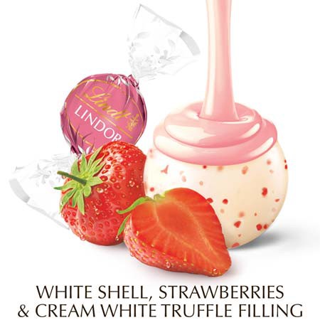 Socola Trắng Kem Dâu Lindt Lindor Strawberries &amp; Cream - Mỹ