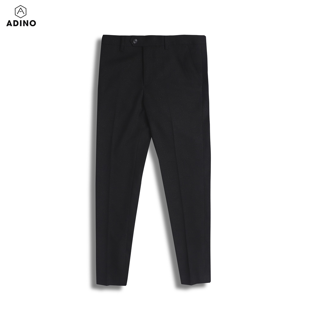 Quần âu nam hàn quốc màu đen kẻ ô ADINO vải cotton dày không bai không xù dáng công sở ống đứng hơi côn QA98