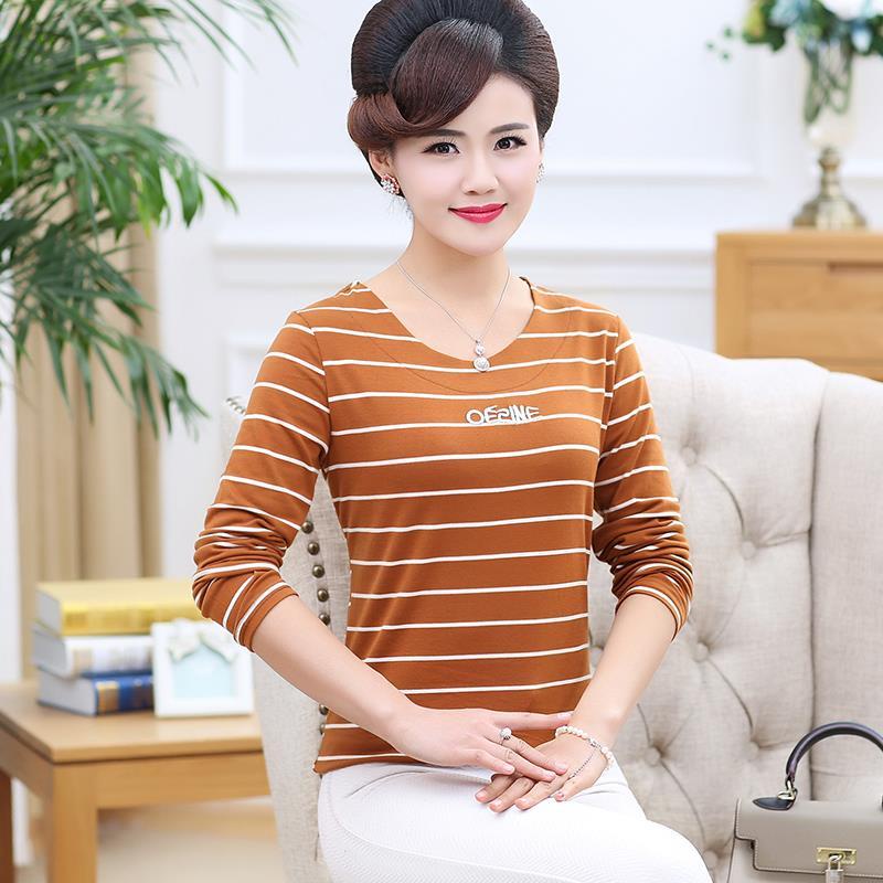 Áo Thun Tay Dài Phong Cách Mới Cho Phụ Nữ Trung Niên