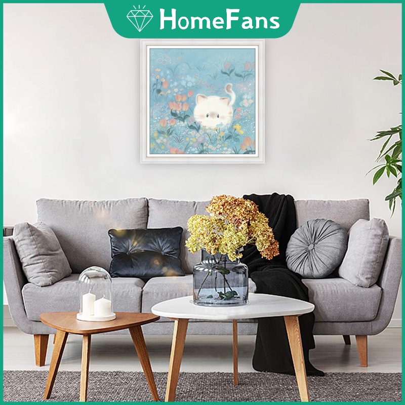 Tranh Đính Đá 5D Tự Làm Hình Mèo Kitty 40x40cm Trang Trí Tường Nhà/Phòng Trẻ Em