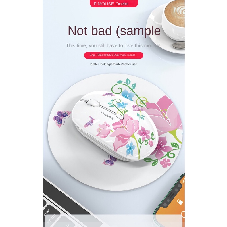 Chuột Không Dây Bluetooth 5.1 Tiger Cat M101 Dễ Thương Dành Cho Máy Tính Bảng