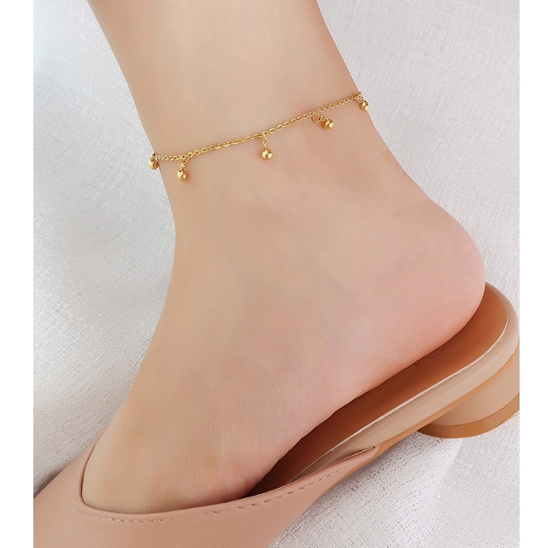 Lắc chân titan nữ không gỉ 7 viên bi nhỏ cá tính sáng màu sử dụng hằng ngày