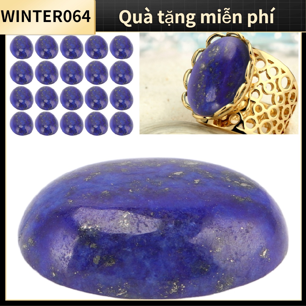 20 cái Hình bầu dục Flatback Cabochon Lapis Lazuli Vòng cổ tinh tế DIY Đá hạt để làm đồ trang sức Winter064