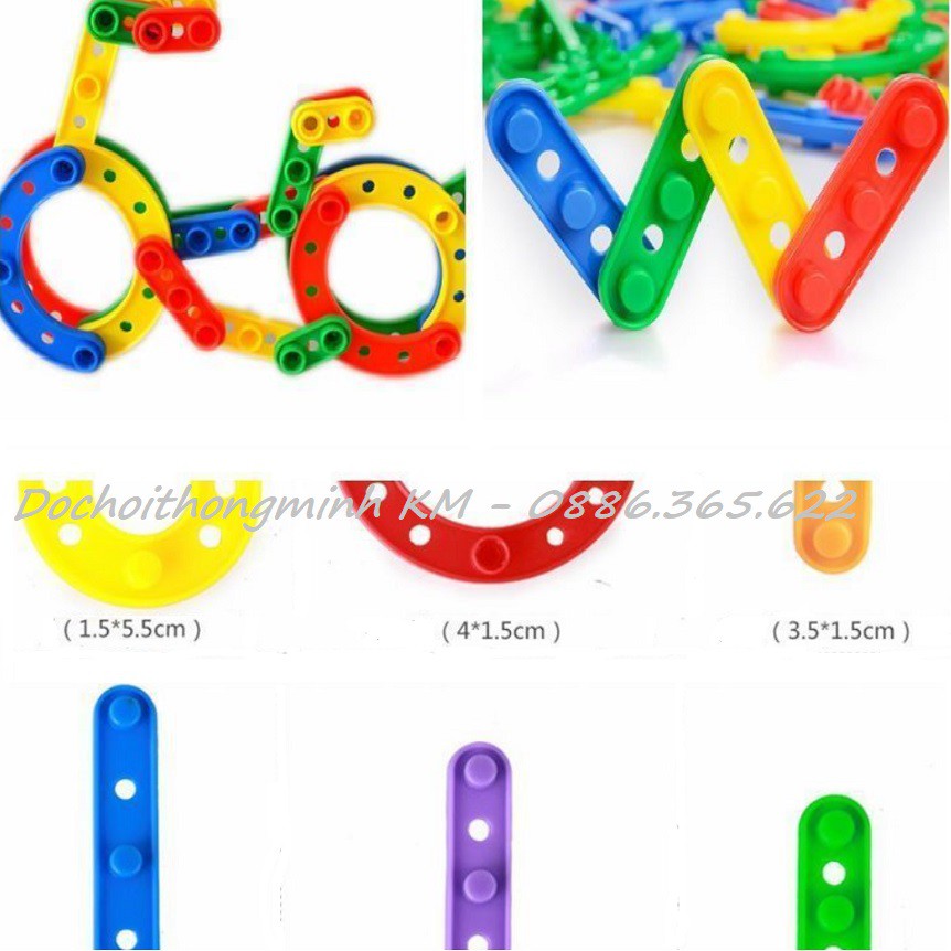 Túi 60 chi tiết Lego tạo hình học chữ cái T17 nét thẳng nét cong