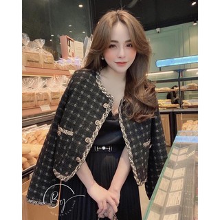 Áo dạ cúc kẻ