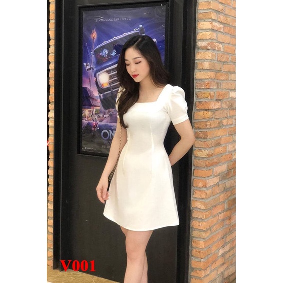 Váy Cổ Vuông, Chất Vải Tuyết Mưa Cao Cấp | BigBuy360 - bigbuy360.vn