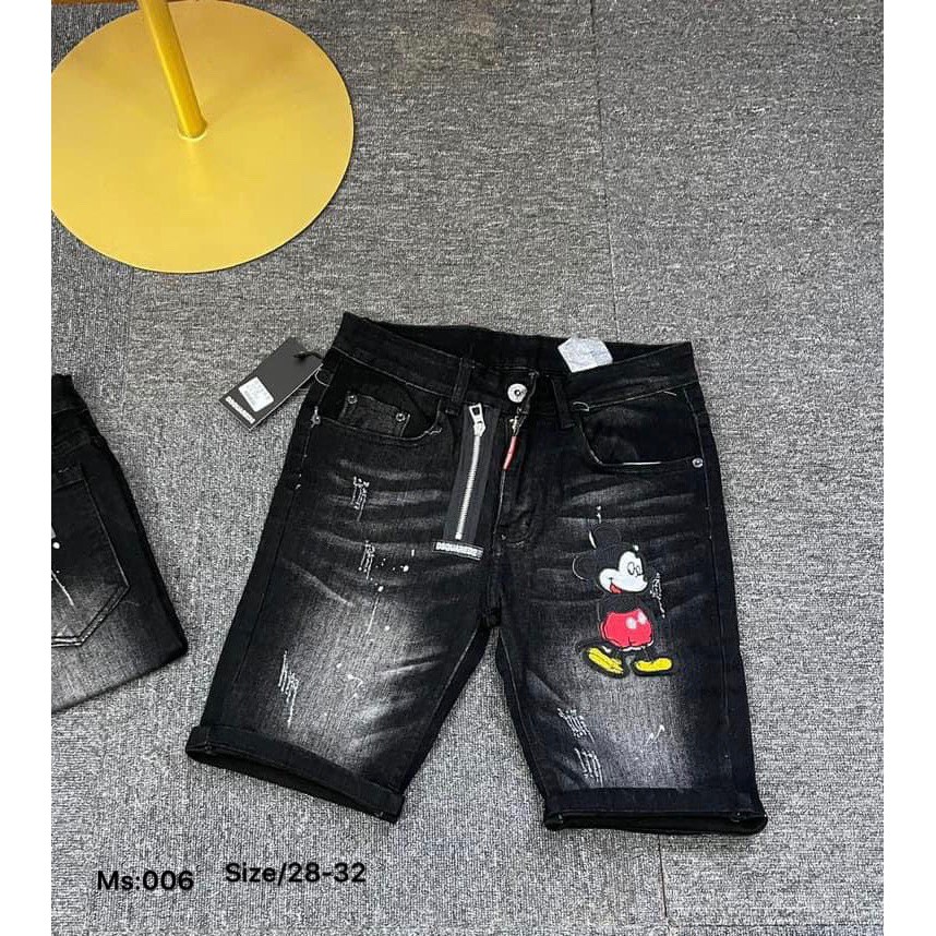 Quần short jean nam cao cấp đen rách thêu logo mẫu mới nhất AHFASHION | BigBuy360 - bigbuy360.vn