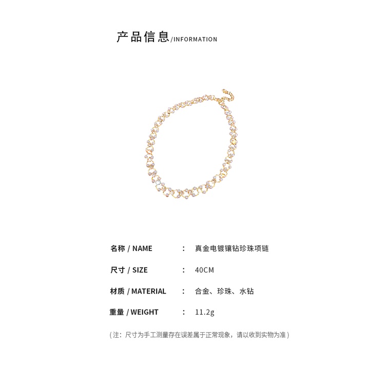 Dây Chuyền Mạ Vàng Đính Ngọc Trai Phong Cách Retro Thời Trang