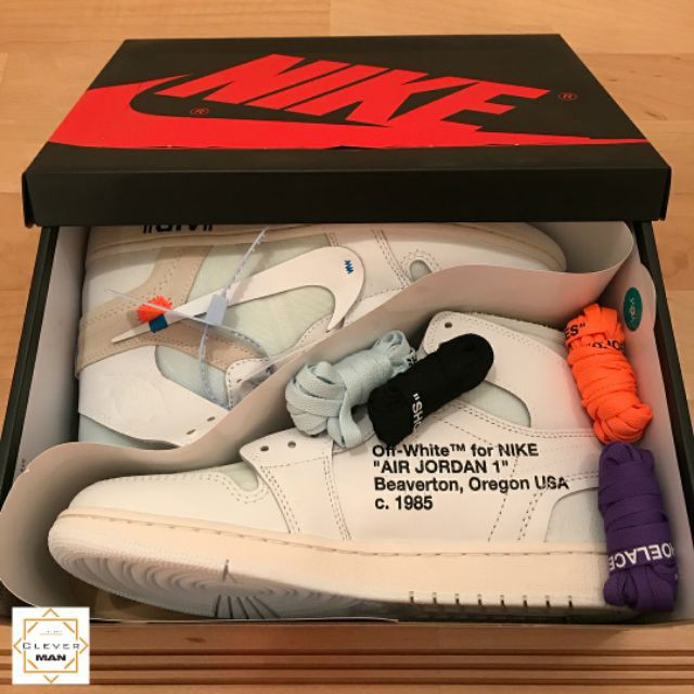 Giày Thể Thao Air Jordan 1 Off-White White Full Trắng Cổ Cao Phong Cách Cho Cả Nam Và Nữ Clever Man Store