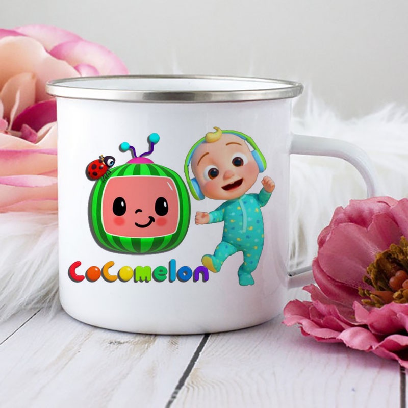 DISNEY Hello kitty Cốc Uống Nước Bằng Kim Loại Tráng Men Họa Tiết Hoạt Hình Dễ Thương