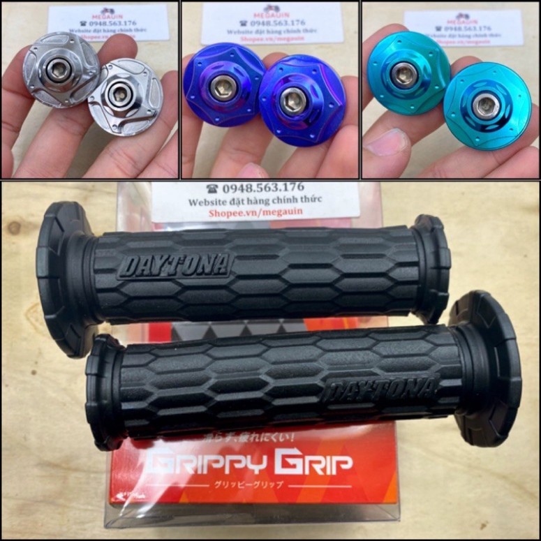 BAO TAY NẮM DAYTONA + GÙ SALAYA INOX 304, GR5 TÍM, XANH LỤC BẢO