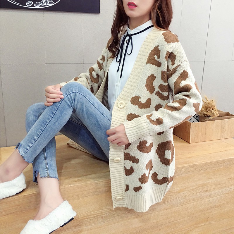 Áo khoác cardigan vải len dệt kim dáng rộng kiểu Hàn Quốc xinh xắn cho nữ