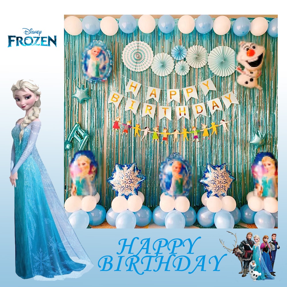 Set 69 phụ kiện trang trí tiệc chủ đề Disney Frozen xinh xắn dễ thương