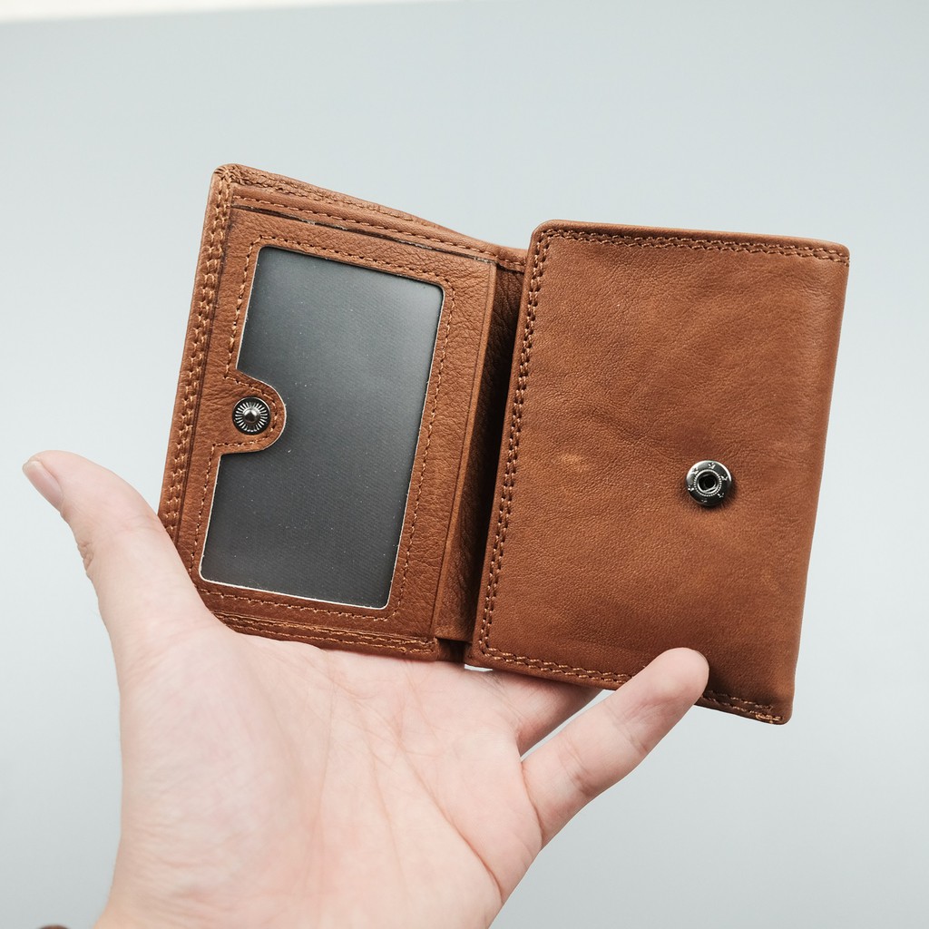 Ví da Mini nam nữ Genuine Leather gập 3 đựng thẻ ngân hàng, card, tiền.. nhỏ gọn, thời trang V005