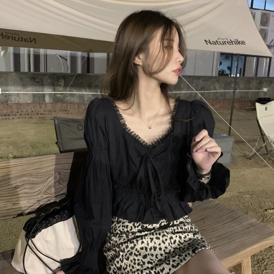 Áo Sơ Mi chiffon Xếp Ly Phối Ren Ngọt Ngào Thời Trang Hàn Quốc