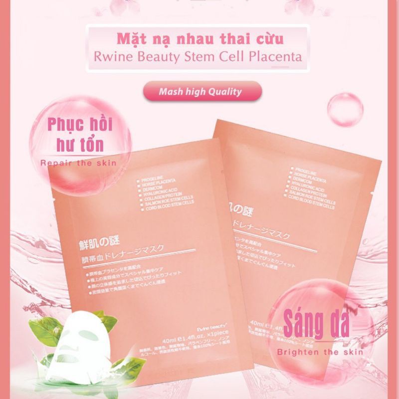 COMBO 50Miếng Mặt Nạ Tế Bào Gốc Nhau Thai Rwine Beauty Cao Cấp Nhật Bản 100%