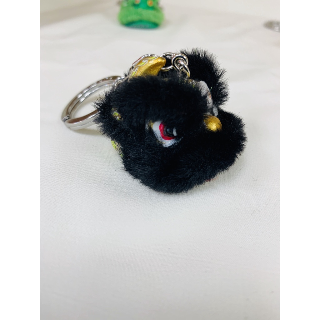 毛毛-黑金 Móc Khóa Resin Hình Sư Tử Nhảy Múa Thời Trang