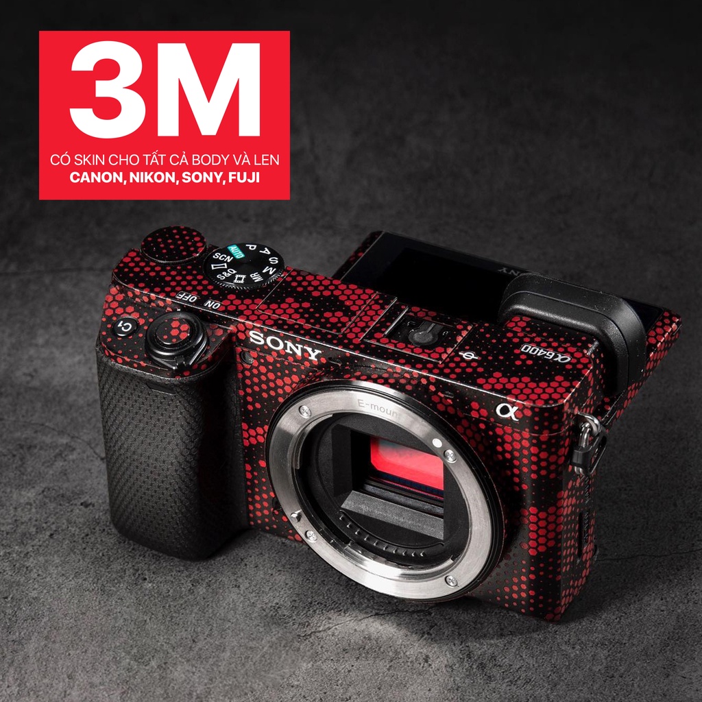 Miếng Dán Skin Máy Ảnh 3M - Mẫu Mamba Red - Có Mẫu Skin Cho body và len Sony, Canon, Nikon, Fuji