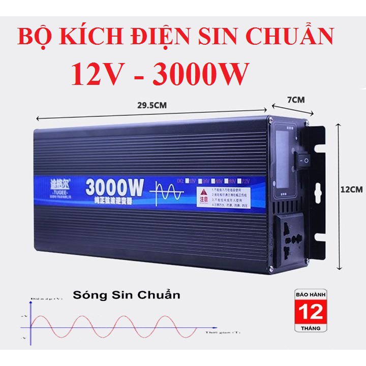 Bộ Đổi Nguồn 12V/24V sang 220V Sin Chuẩn 3000w - Bộ Đổi Nguồn 220V Sin Chuẩn 3000w - 3000w